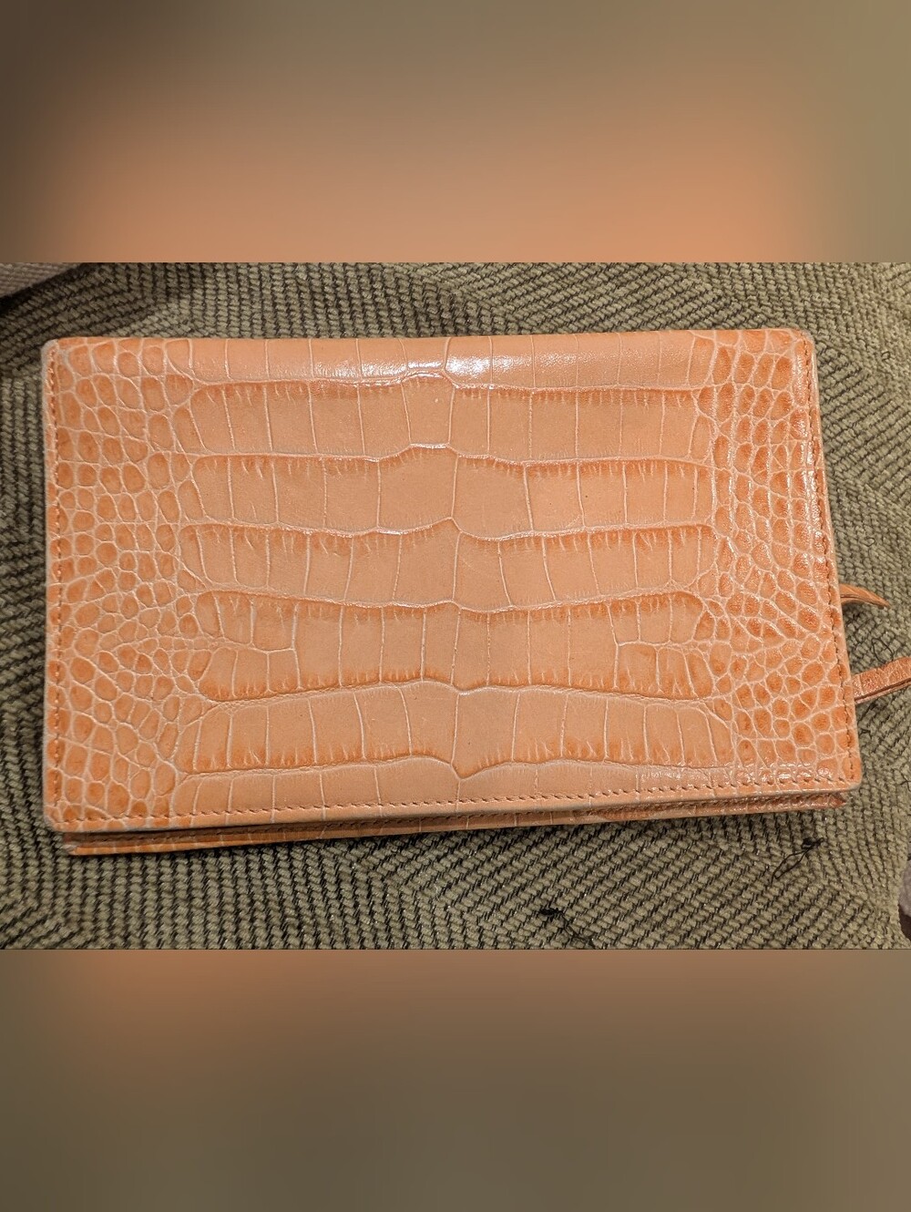 Alicia Klein Croc-Embossed Leather Wallet - Tan